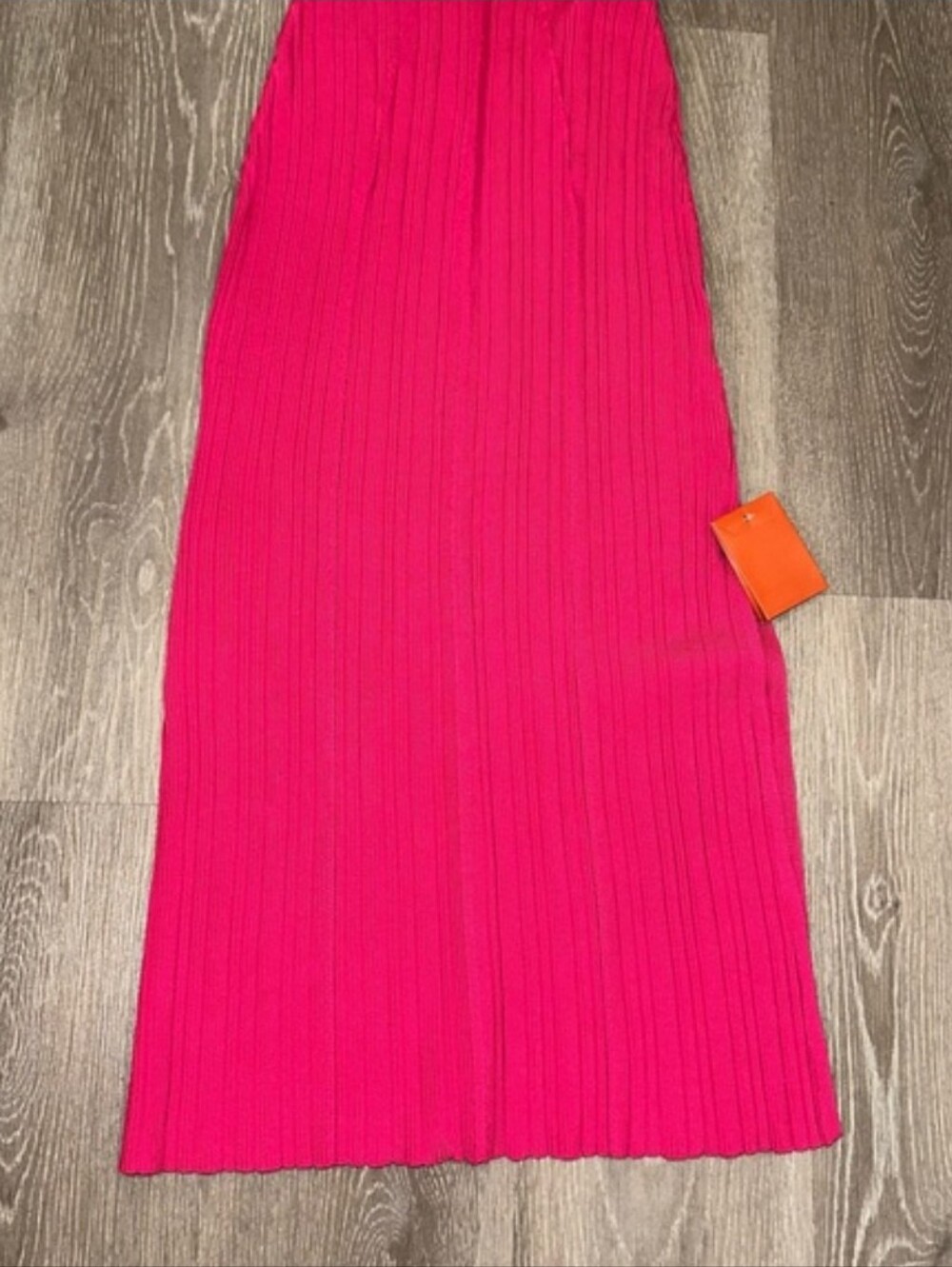 cult gaia Elfreda Hot Pink Ribbed Midi Dress with Keyhole - Picture 5 of 8